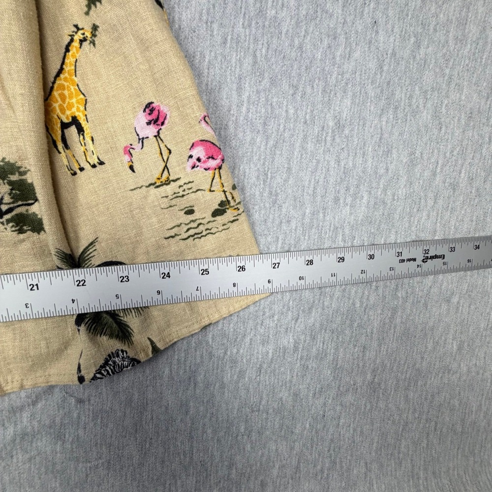 Old Navy Safari Print Linen Blend Midi Dress Giraffe Zebra Tan NEW - Picture 5 of 8